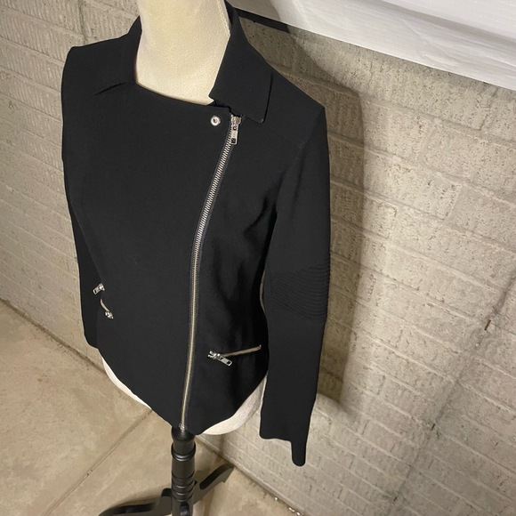 Trouvé Womens Black Asymmetrical Long Sleeve Moto Jacket Small - Picture 4 of 7